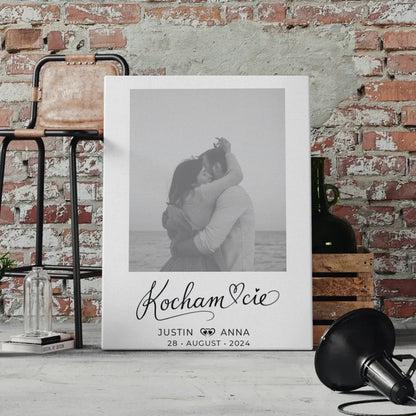 Personalisiertes Foto Leinwand für Paare mit Namen Kocham Cie 4