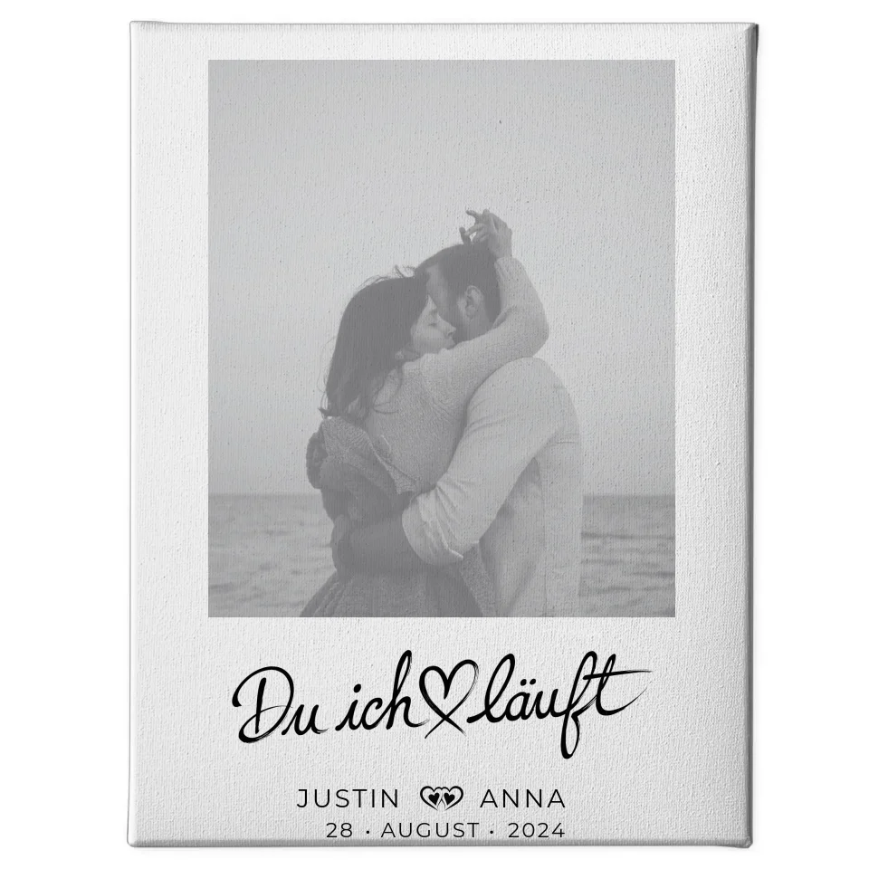 Personalisiertes Foto Leinwand Paare mit Namen Du Ich Läuft 1