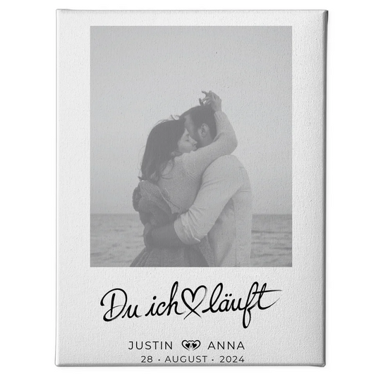 Personalisiertes Foto Leinwand Paare mit Namen Du Ich Läuft 1