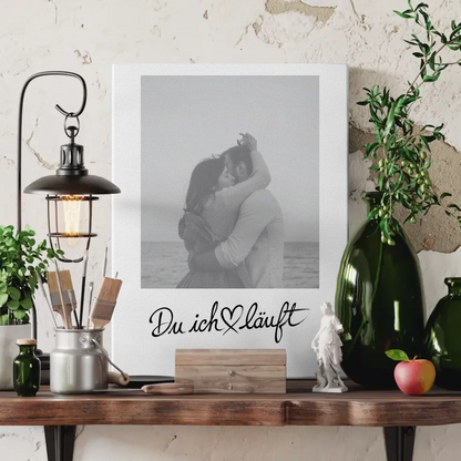Personalisiertes Foto Leinwand Paare mit Namen Du Ich Läuft 3