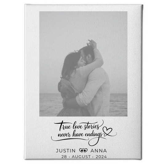 Personalisierte Foto Leinwand Paare mit Namen True Love Stories 1
