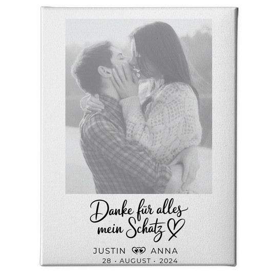 Personalisierte Foto Leinwand Paare Mit Namen Danke Für Alles 1