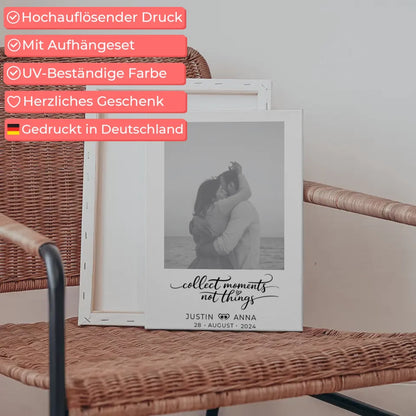 Personalisiertes Foto Leinwand für Paare mit Namen und Datum Collect Moments