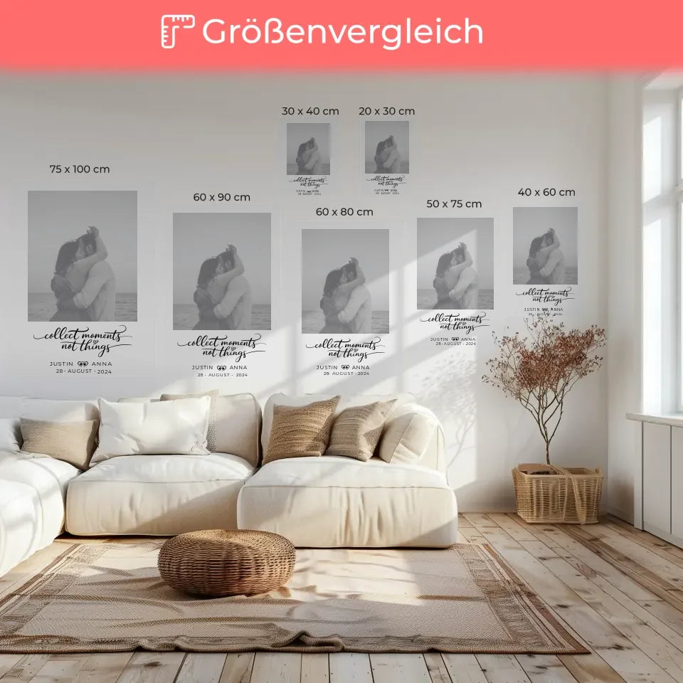 Personalisiertes Foto Leinwand für Paare mit Namen und Datum Collect Moments