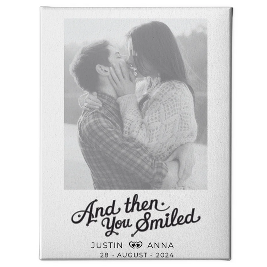 Personalisierte Foto Leinwand Paare Mit Namen And Then You Smiled 1