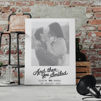 Personalisierte Foto Leinwand Paare Mit Namen And Then You Smiled 4