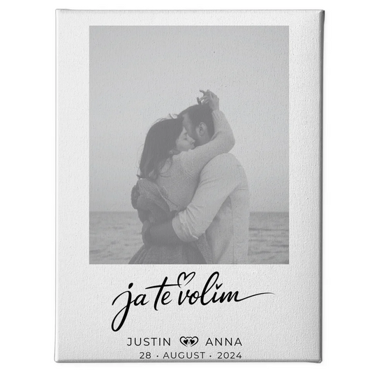 Personalisierte Leinwand Paare mit Namen Foto Ja Te Volim 1