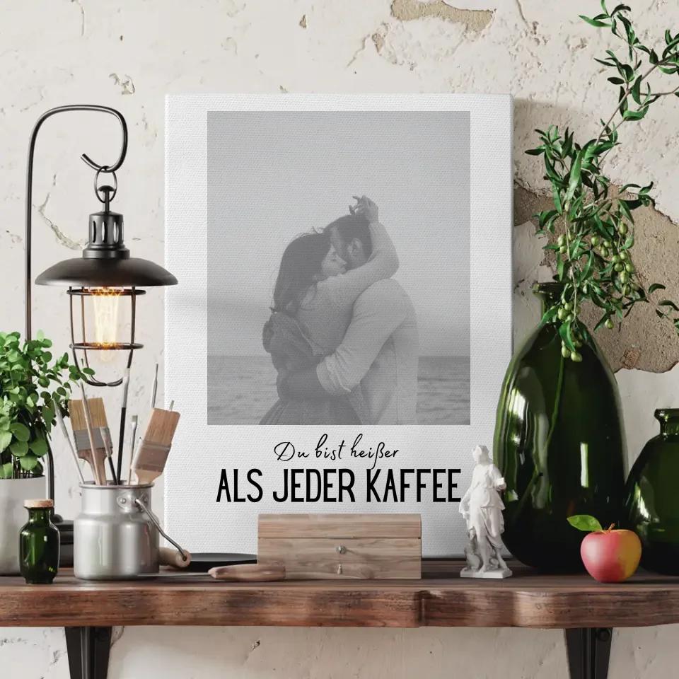 Personalisiertes Foto Leinwand Paare Mit Namen Du Bist Heißer Als Kaffee