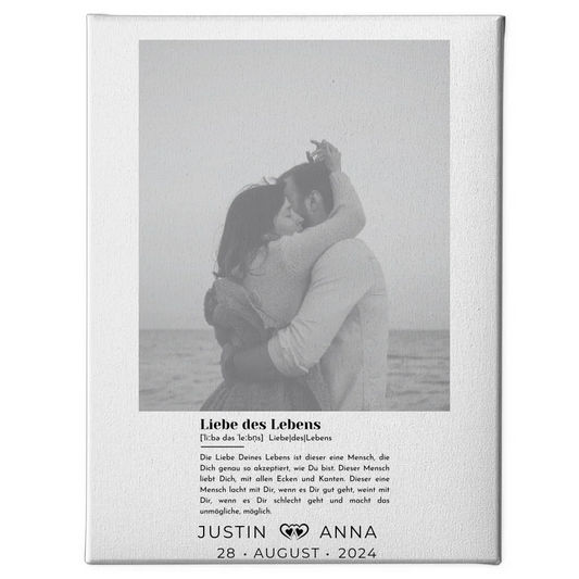 Personalisierte Leinwand Foto Paare mit Namen Definition Liebe 1