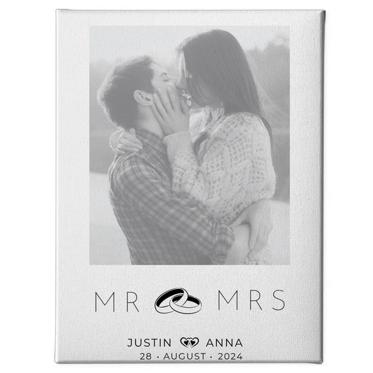 Personalisierte Foto Leinwand Paare Mr & Mrs mit Namen und Datum 1