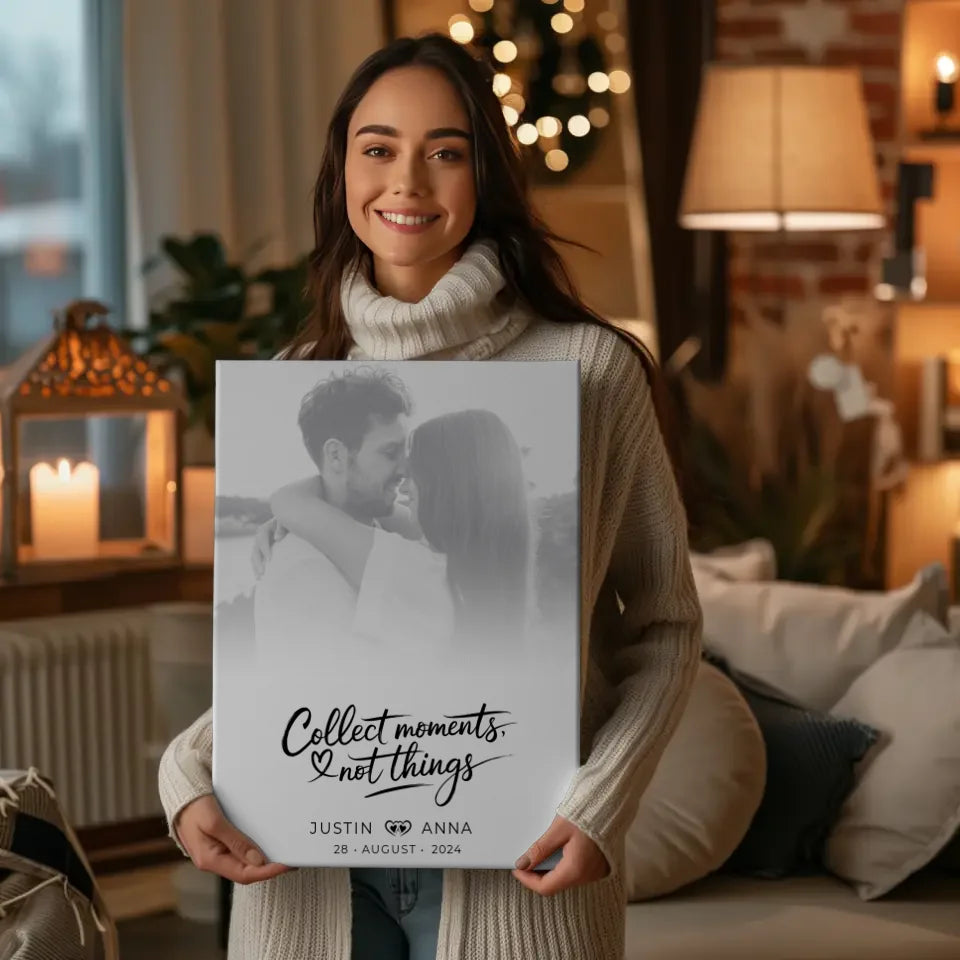 Personalisiertes Leinwandfoto Paare Schwarz Weiß Collect Moments 2