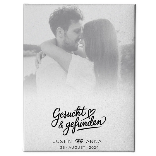 Personalisierte Leinwand Paare Foto Black & White mit Namen 1
