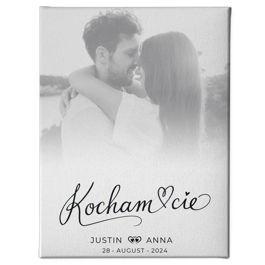 Personalisiertes Leinwand Poster Paare Foto Schwarz Weiß Kocham Cie 1