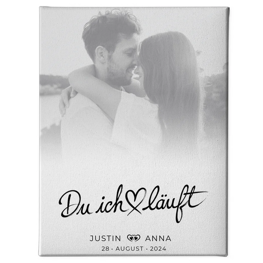 Personalisierte Leinwand Paare Foto Schwarz Weiß Du Ich Läuft 1