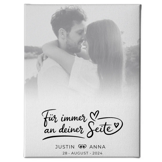 Personalisierte Leinwand Paare Foto Black & White Für Immer mit Namen 1