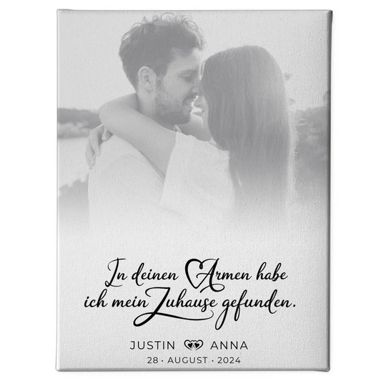 Personalisierte Leinwand Paare Foto Black & White In Deinen Armen 1