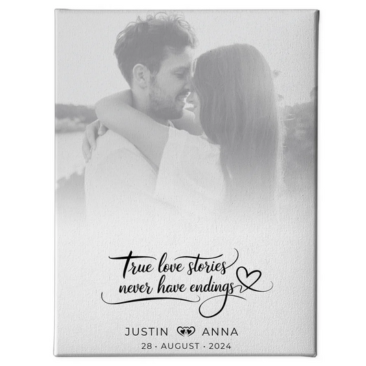 Personalisierte Leinwand Paare Foto Schwarz Weiß True Love Stories 1