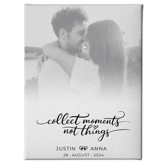 Personalisierte Leinwand für Paare Foto Schwarz Weiß Collect Moments mit Namen 1