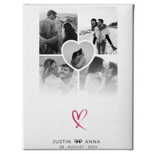 Personalisierte Leinwand Fotocollage Paare 5 Fotos You & Me 1