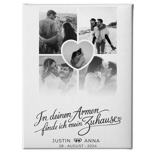 Personalisierte Leinwand Paare Fotocollage 5 Fotos In Deinen Armen 1