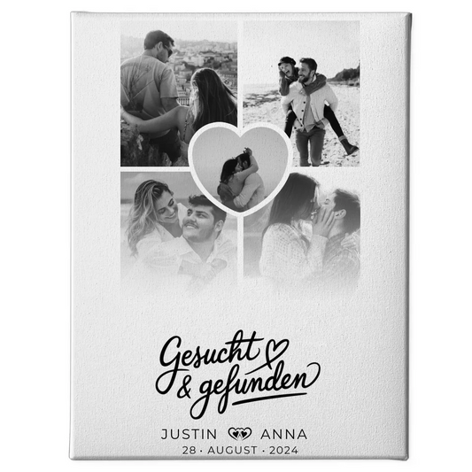 Personalisierte Fotocollage Leinwand für Paare mit 5 Fotos 1