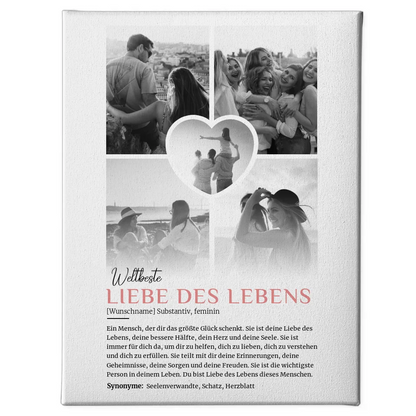 Personalisierte Leinwand Definition Liebe des Lebens 5 Fotos Black & White 1