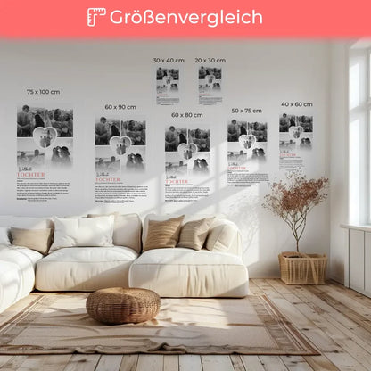 Personalisierte Leinwand Definition Tochter 5 Fotos Black & White Liebe