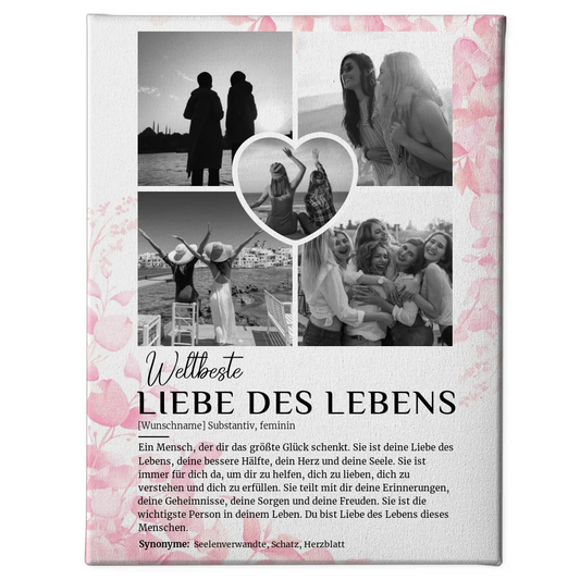 Personalisierte Leinwand Definition Liebe des Lebens 5 Fotos Black White 1