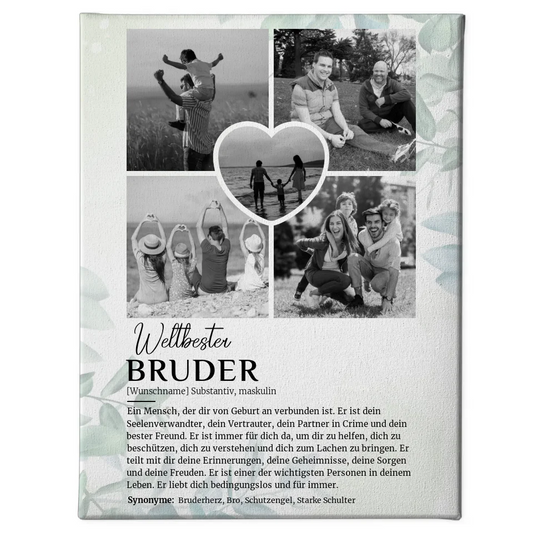 Personalisierte Leinwand Bruder Definition 5 Fotos Schwarz Weiß 1
