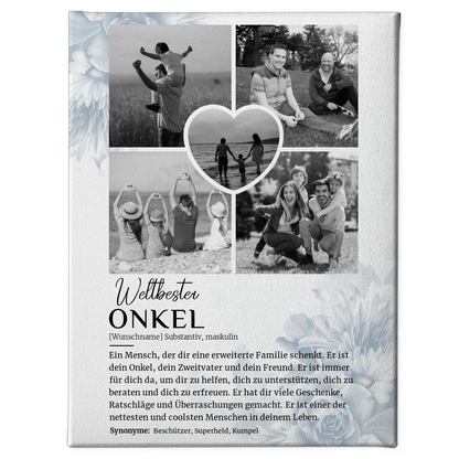 Personalisierte Leinwand Definition Onkel 5 Fotos Black & White