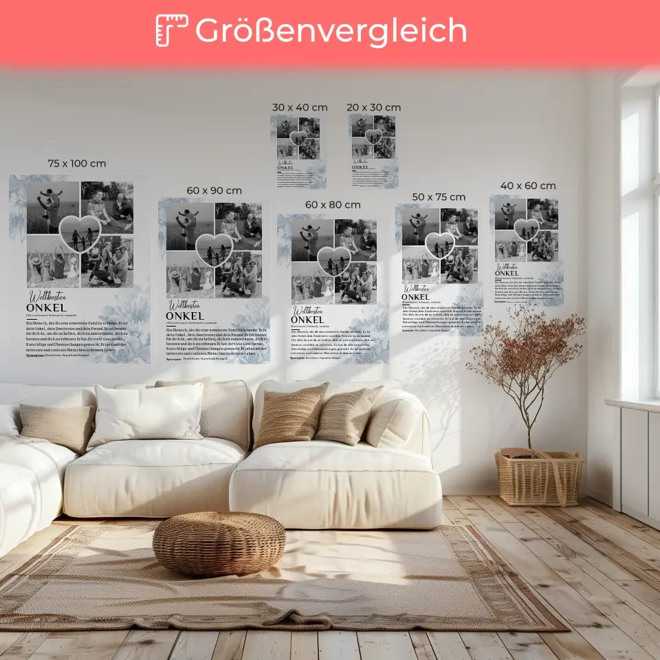 Personalisierte Leinwand Definition Onkel 5 Fotos Black & White