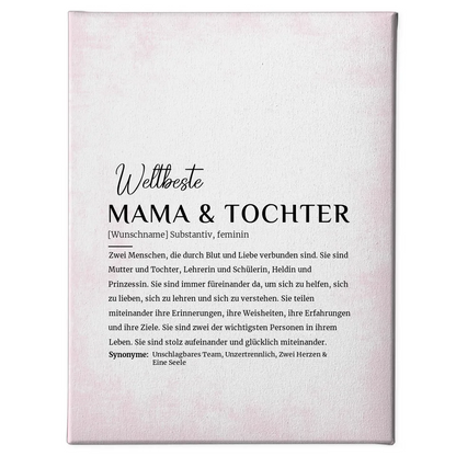 Personalisiertes Leinwand Poster Definition Mama & Tochter Rose Vintage mit Name