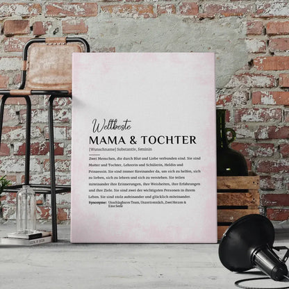 Personalisiertes Leinwand Poster Definition Mama & Tochter Rose Vintage mit Name