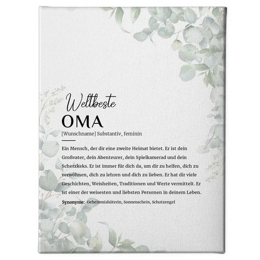 Personalisiertes Leinwandbild Eukalyptus Definition Oma mit Name 1
