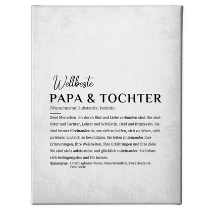 Personalisierte Leinwand Papa Tochter Grau Vintage mit Name und Definition