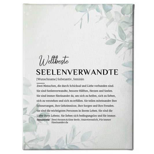 Personalisierte Leinwand Definition Seelenverwandte Eukalyptus Stil Mit Name 1