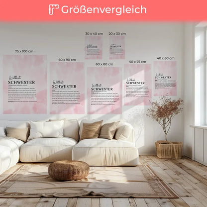 Personalisierte Leinwand Definition Schwester Rosa Aquarell mit Name