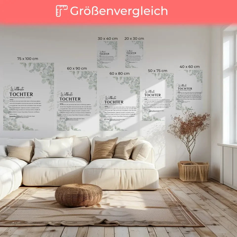 Personalisiertes Leinwandbild Definition Tochter Eukalyptus mit Name