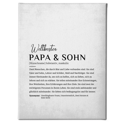 Personalisierte Leinwand Definition Papa & Sohn Grau Vintage