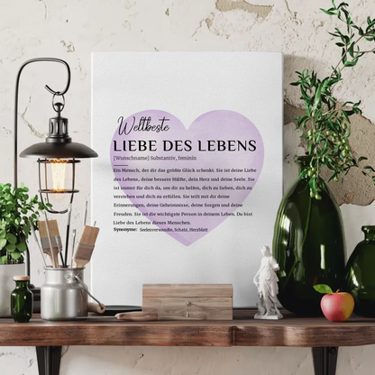 Personalisiertes Leinwand Poster Definition Liebe des Lebens Violett 3