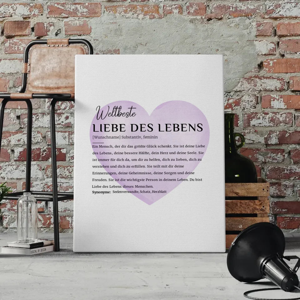 Personalisiertes Leinwand Poster Definition Liebe des Lebens Violett 4