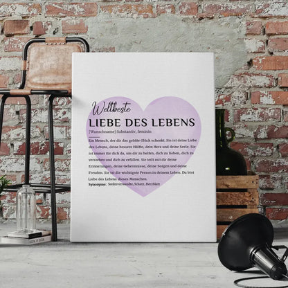 Personalisiertes Leinwand Poster Definition Liebe des Lebens Violett 4