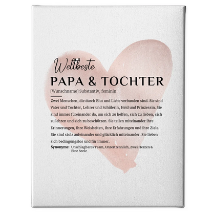 Personalisierte Leinwand Definition Papa & Tochter mit Name Herz Rose