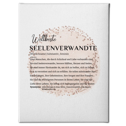 Personalisierte Leinwand Definition Seelenverwandte mit Name Farbkreis Rose