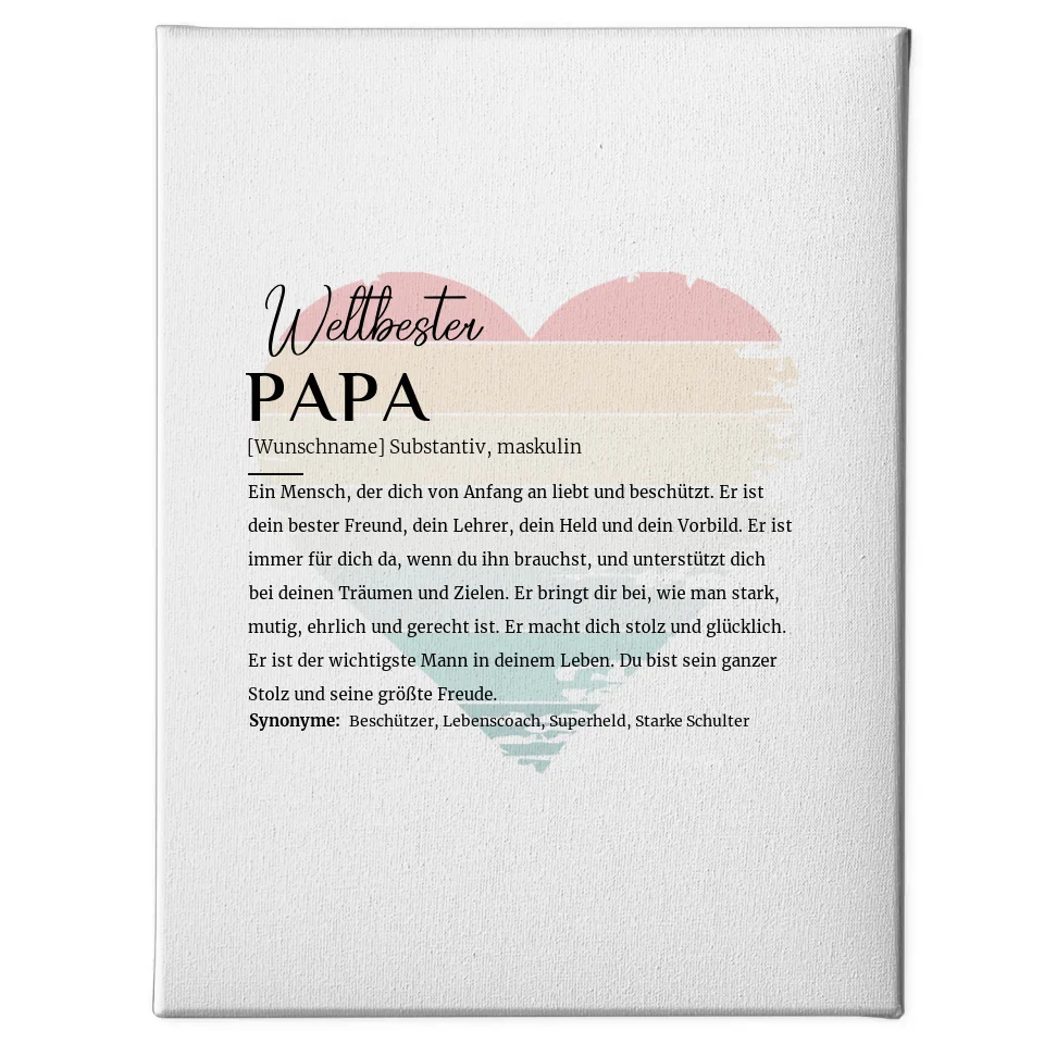 Personalisierte Leinwand Definition Papa mit Name Vintage Herz