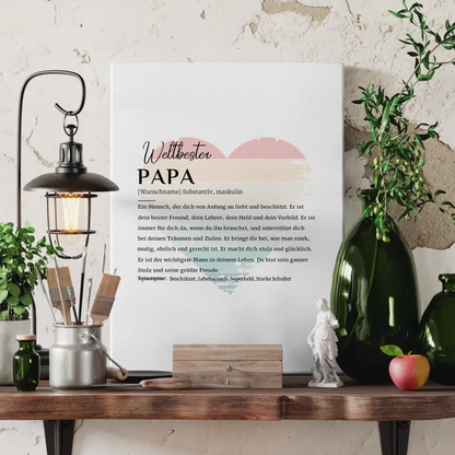 Personalisierte Leinwand Definition Papa mit Name Vintage Herz