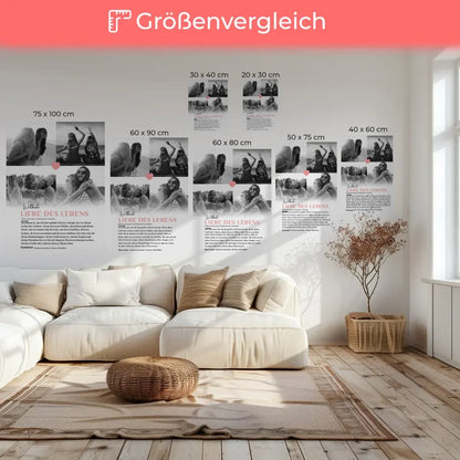 Personalisierte Leinwand Definition Liebe des Lebens 4 Fotos mit Name