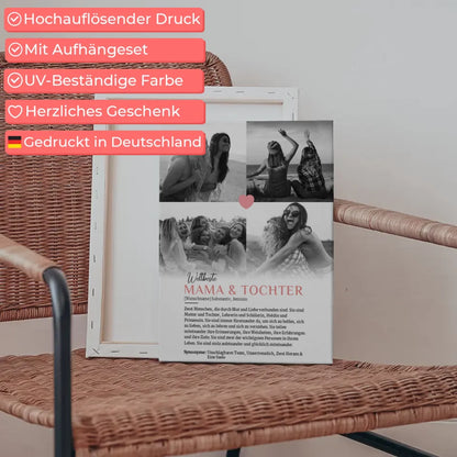 Personalisierte Leinwand Definition Mama & Tochter 4 Fotos mit Name 5
