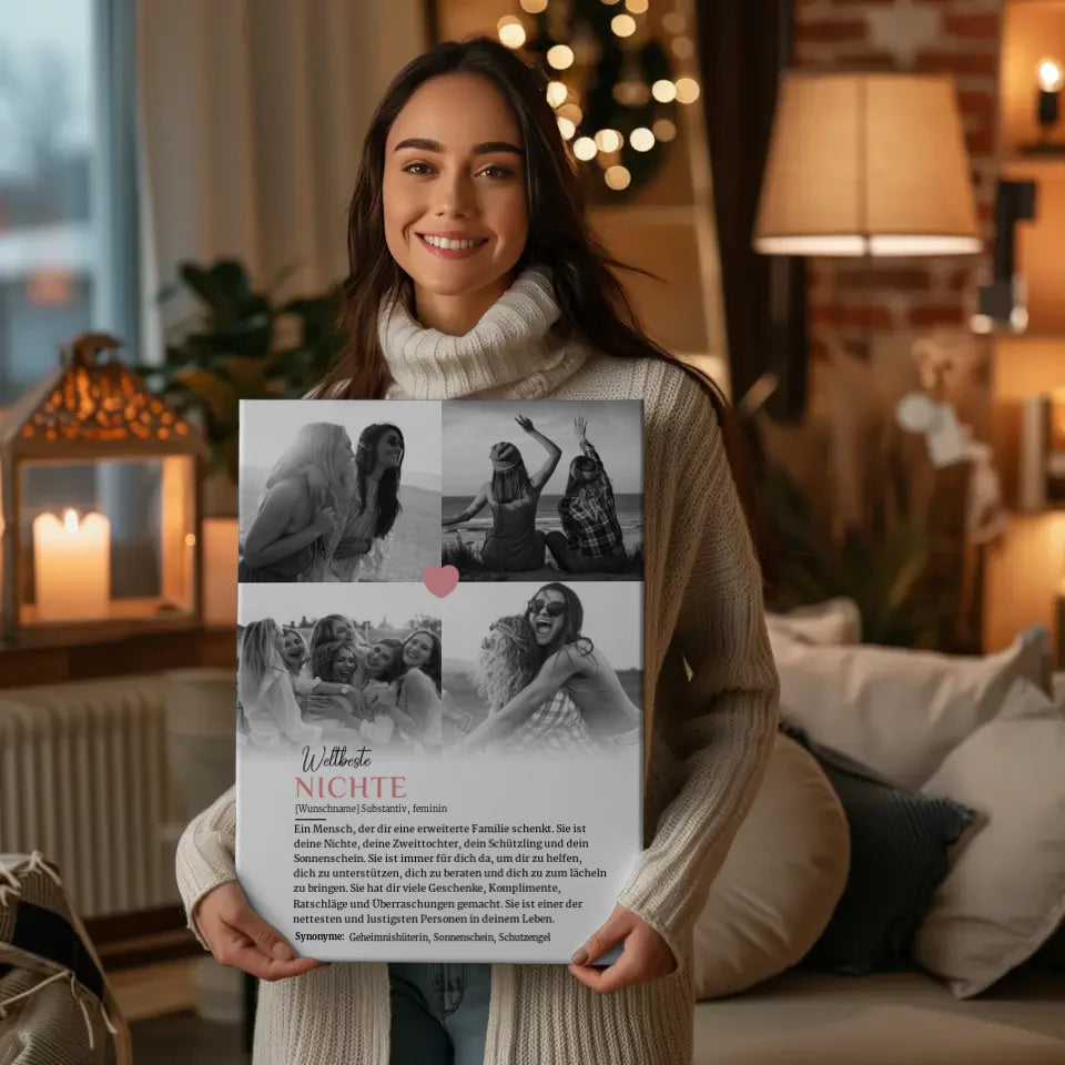 Personalisierte Leinwand Definition Nichte 4 Fotos mit Name 2