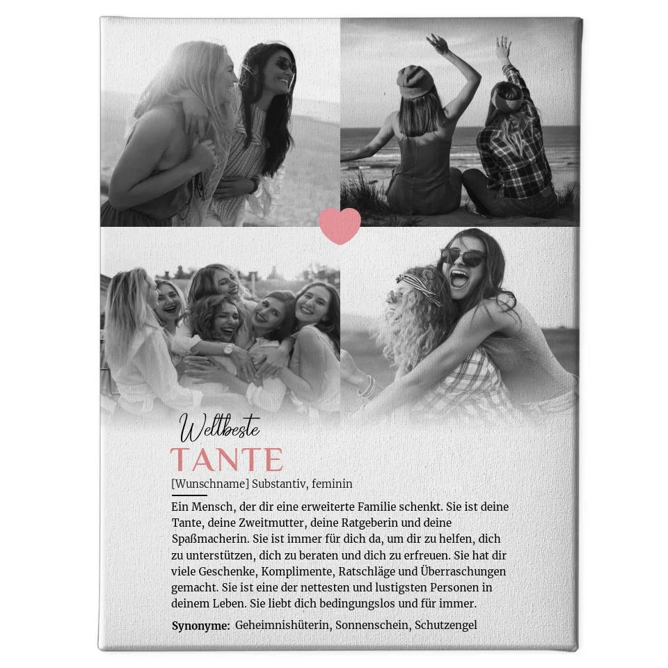 Personalisierte Leinwand Definition Tante mit Name 4 Fotos gestalten 1